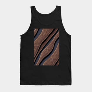 Dark Brown Ornamental Leather Stripes, natural and ecological leather print #64 Tank Top